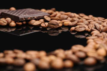 Coffee beans and chocolate