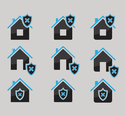 set of house protected icons