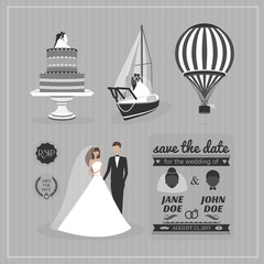 Set of wedding design elements