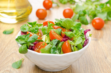 fresh salad and cherry tomatoes