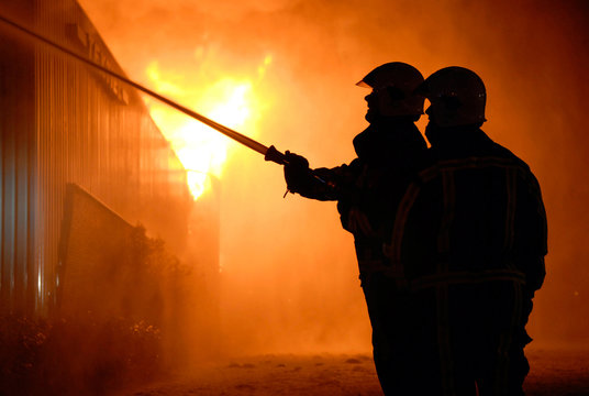 Firefighters at work