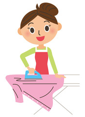 アイロンをかけるママ