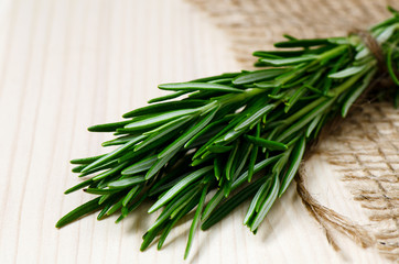Bunch of fresh rosemary on the table