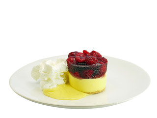 vanille sahne pudding torte mit obst