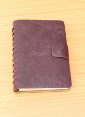 Leather cover of green notebook