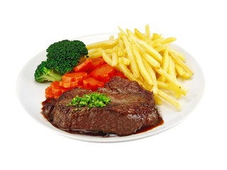 rindersteak mit pommes frites