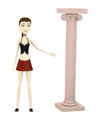 3d render of cartoon character with ionic column
