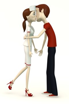 3d render of cartoon characters kissing
