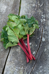 rhubarb on wooden surface