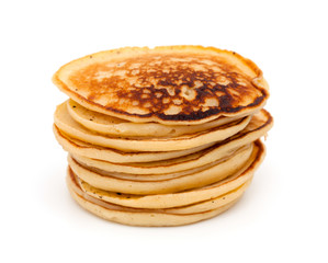Stack of pancakes isolated on white
