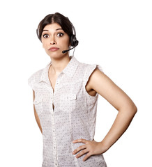 Isolated Call Center Woman in Shock