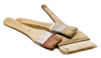 Isolated Used Paint Brushes