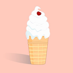 Abstract ice cream cup with cherry.