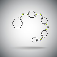 chain of connected by hexagonal cells