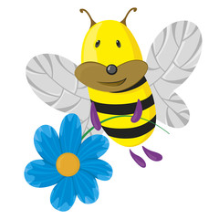 bee fly  with flower