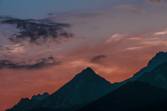 Abendrot in den Alpen