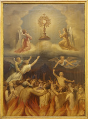 Obraz premium Madryt - Eucharystia i dusze w czyśćcu.
