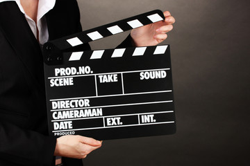 Movie production clapper board isolated on black