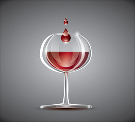 Red wine with two wine drops