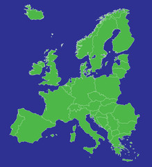 Europe EU map with country borders
