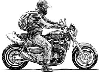 Fototapeta na wymiar man on a motorcycle