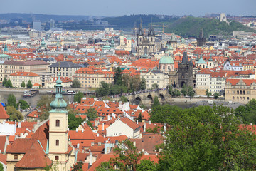 Naklejka na ściany i meble Spring Prague with Charles Bridge, Czech Republic