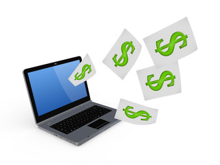 Notebook and symbol of dollar.