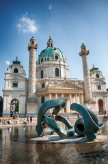 Naklejka premium Wiedeń (Austria) | Kościół św. Karola (Karlskirche)