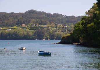 Fototapeta na wymiar Coastal landscape with boats
