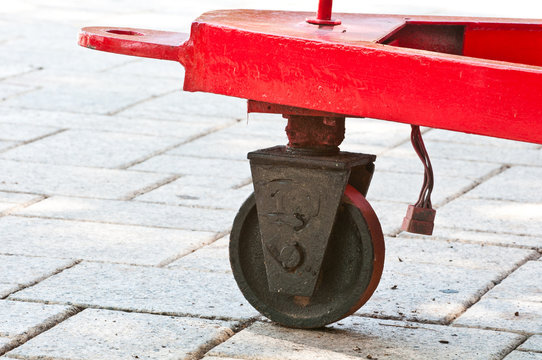 Old Wheel Metal Cart Close Up