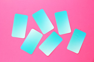 Business cards, on color background