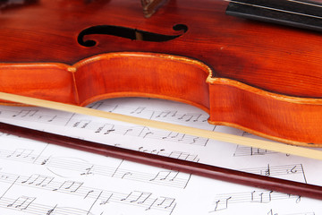 Fototapeta premium Classical violin on notes