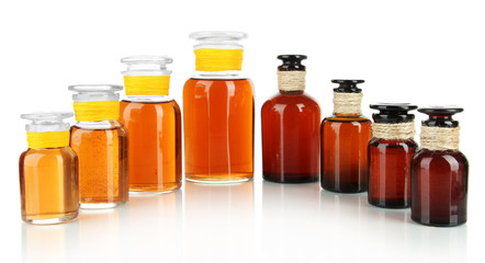 Medicine bottles isolated on white