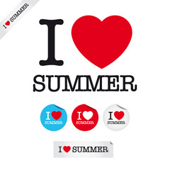 i love summer, font type with signs, stickers and tags - 52348142
