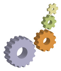 Isolated 3d Gears on white background