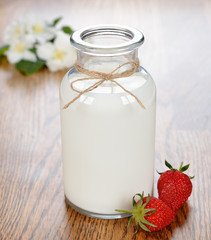 Milk and strawberries