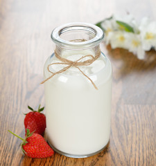 Milk and strawberries