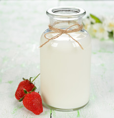 Milk and strawberries