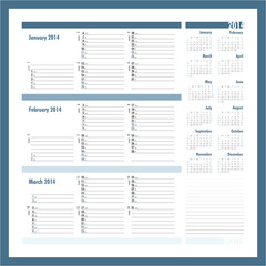 Vector planner for 20134 -Three month calendar