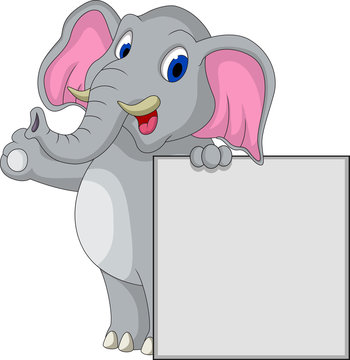 elephant cartoon with blank sign