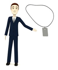 3d render of cartoon character with necklace