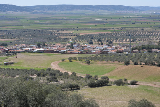 Typical small town in La Mancha, Spain