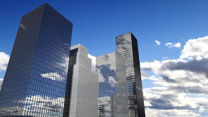 Fototapeta premium Skyscrapers with clouds reflection
