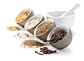 spices in a small ceramic cups