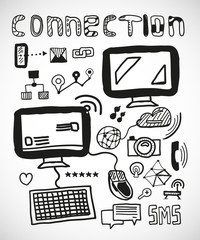 Set of hand drawn connection doodles