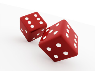 Two red dices isolated