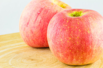 Apple on the wood block