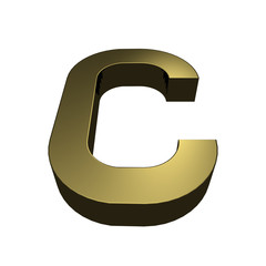 3d rendered golden font - letter C