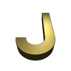 3d rendered golden font - letter J