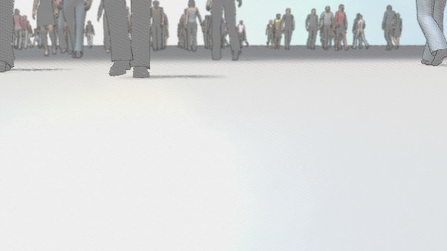 Anonymous crowd street view pastel shading version